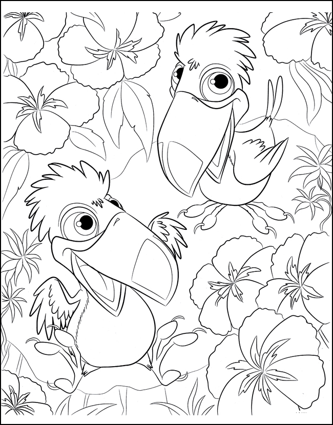 2 пеликана в цветах